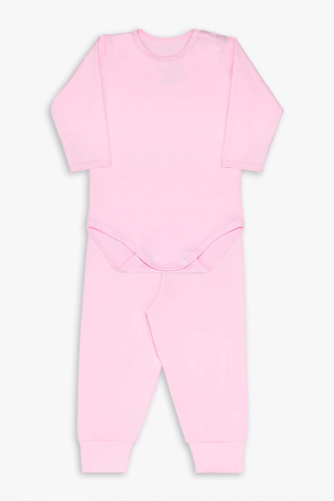 Conjunto de body térmico rosa para bebê