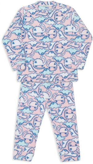 Pijama de soft infantil estampado dinos rosa