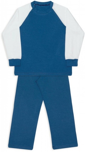 Pijama de algodo e modal infantil branco e azul marinho