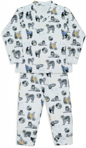 Pijama de soft infantil estampado lobos