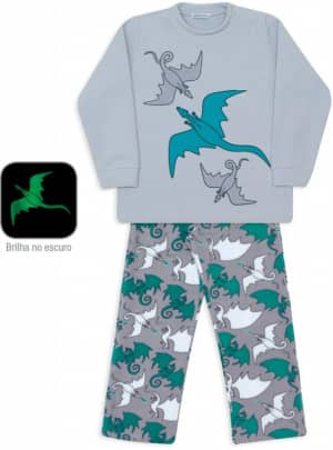 Pijama de soft infantil drages - Estampa brilha no escuro