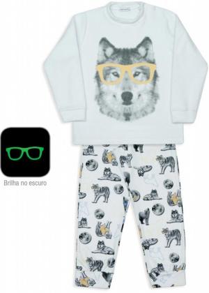 Pijama de soft infantil lobos - Estampa brilha no escuro