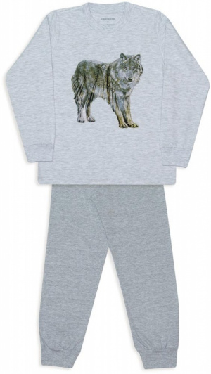 Pijama de meia malha infantil lobo