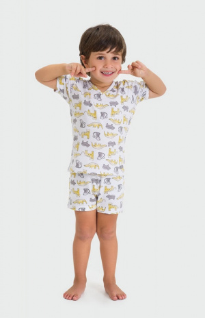 Pijama decote V infantil de modal bichos da selva 