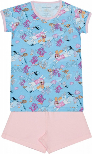 Pijama blusa de meia malha e short de ribana infantil dog mergulhadora