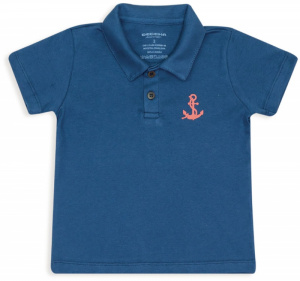 Camiseta gola polo beb de ribana azul marinho