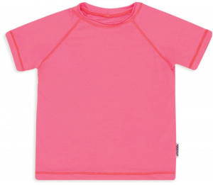 Camiseta manga curta beb com fator de proteo solar rosa goiaba