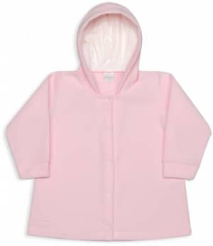 Casaco infantil de soft com capuz rosa beb