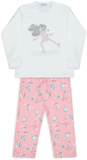 Pijama estampado de moletinho infantil patinao no gelo