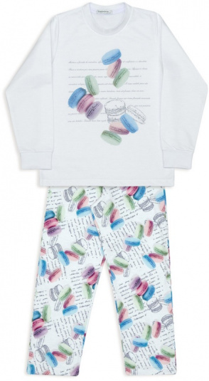 Pijama estampado de moletinho infanto-juvenil macarons