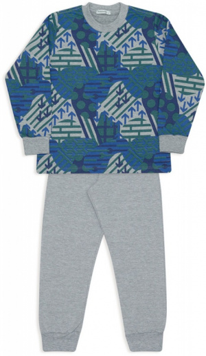 Pijama de moletinho infanto-juvenil geomtricos