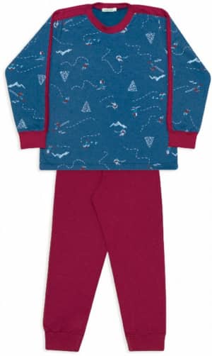 Pijama abrigo de moletinho infanto-juvenil esquiadores