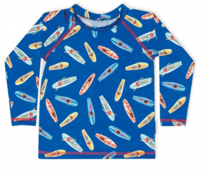 Camiseta infantil com fator de proteo solar pranchas de surf - Coleo Quindim