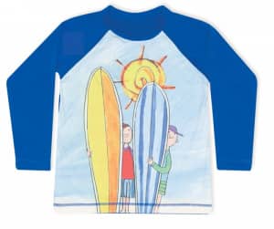 Camiseta infantil com fator de proteo solar pranchas - Coleo Quindim