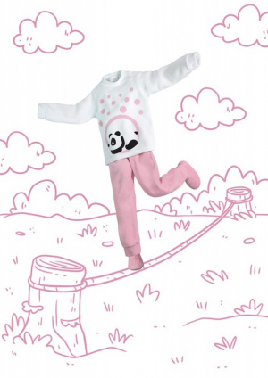 Pijama panda rosa infantil de soft - Estampa brilha no escuro