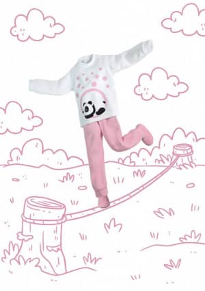 Pijama panda rosa infanto-juvenil de soft - Estampa brilha no escuro
