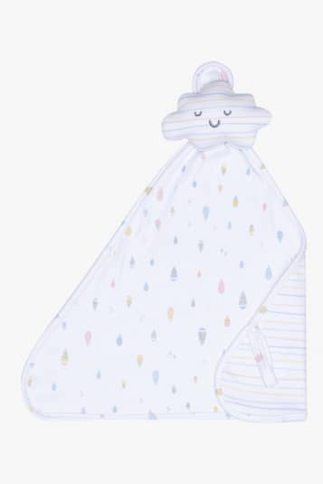 Kit beb unissex de cala, body e naninha chuva colorida