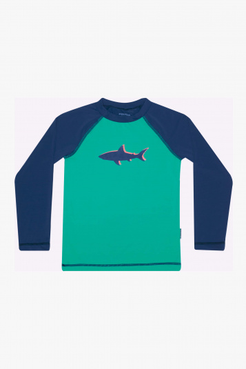 Camiseta infantil com proteo solar tubaro