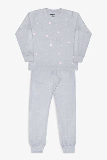 Pijama infantil de melange estrelas - Brilha no escuro