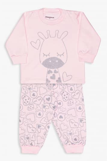 Pijama coraes com glitter para beb
