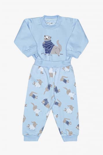 Pijama com boto na cintura fures para beb 