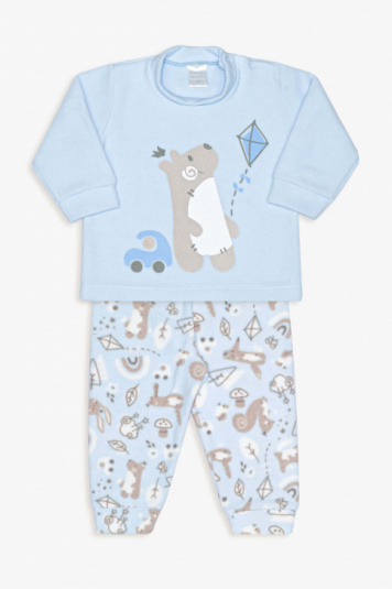 Pijama de soft bichinhos divertidos azul para beb