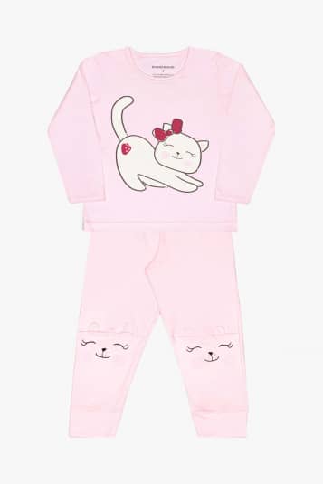 Pijama gatinha infantil - Aplicaes