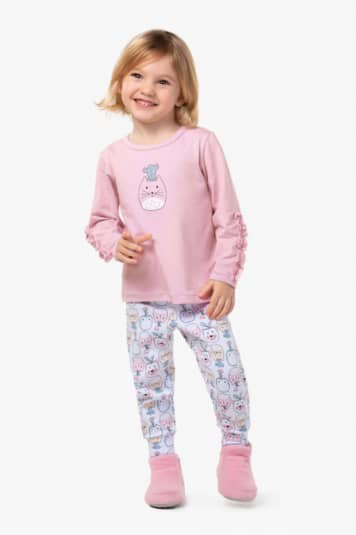 Pijama de algodo e modal vasinhos infantil - Aplicaes