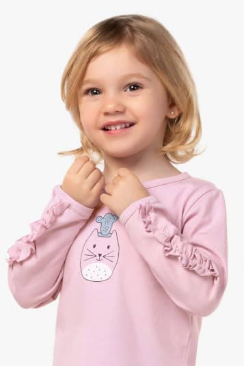 Pijama de algodo e modal vasinhos infantil - Aplicaes