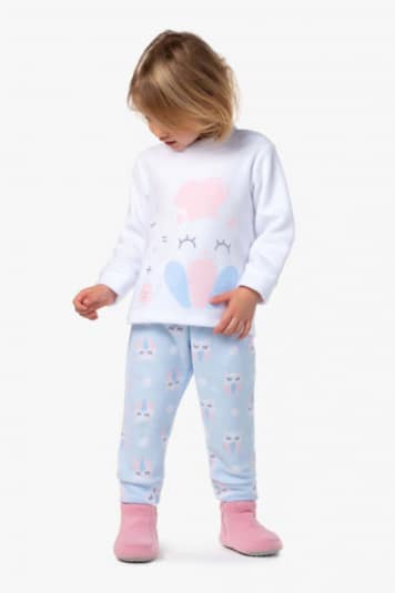 Pijama de soft gatinha cupcake infantil - Brilha no escuro