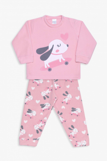 Pijama de soft cachorrinhas infantil - Brilha no escuro