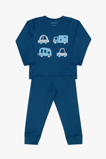 Pijama carrinhos azul marinho infantil