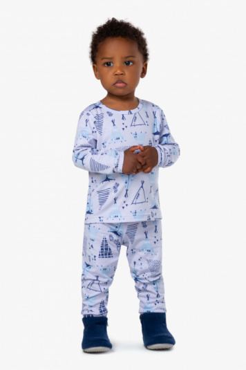 Pijama de algodo e modal cabanas infantil