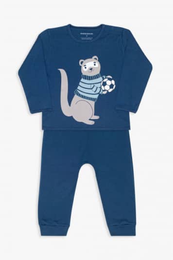 Pijama furo azul marinho infantil - Brilha no escuro