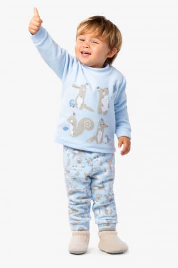 Pijama de soft bichinhos azul infantil  - Brilha no escuro