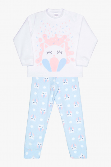 Pijama infantil de soft gatinha cupcake - Brilha no escuro