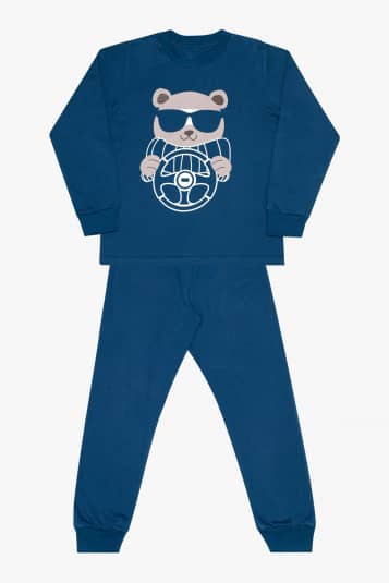 Pijama infantil azul marinho furo