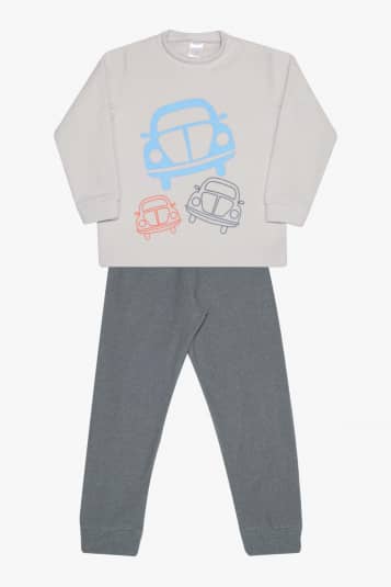 Pijama infantil de soft Fusca cinza - Brilha no escuro