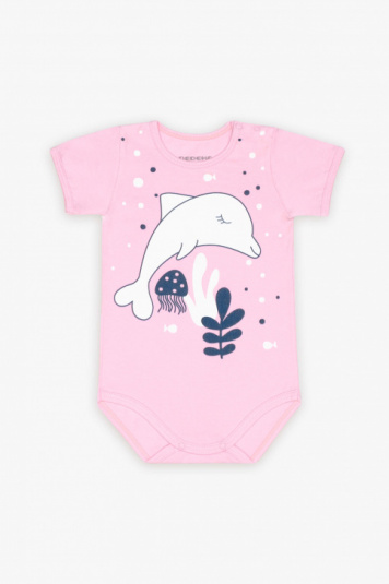 Body rosa golfinho para beb