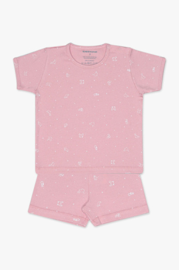 Pijama canelado mar fofo rosa para beb