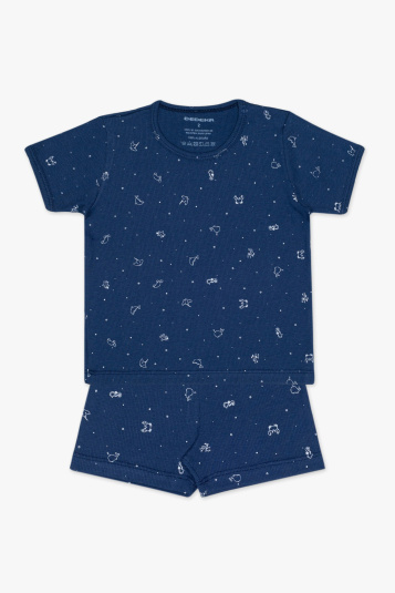Pijama canelado mar fofo marinho para beb
