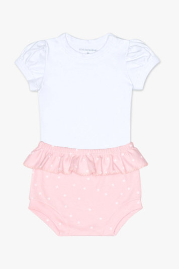 Conjunto de body e calcinha rosa estrelinha para beb 