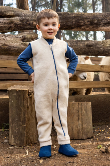 Jardineira com zper unifloc sherpa marfim infantil