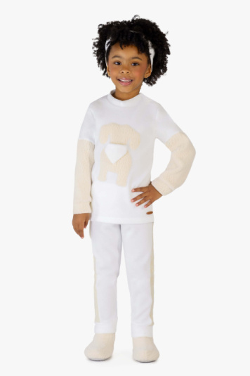 Pijama de soft marfim detalhes em sherpa infantil