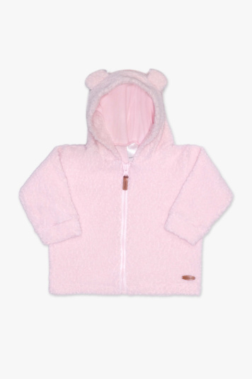 Casaco rosa com capuz ursinho para beb