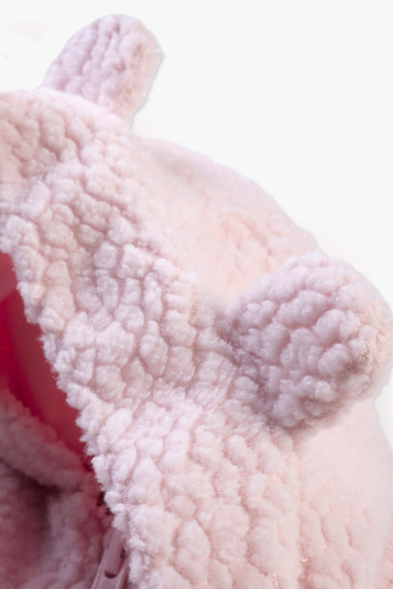 Casaco rosa com capuz ursinho para beb