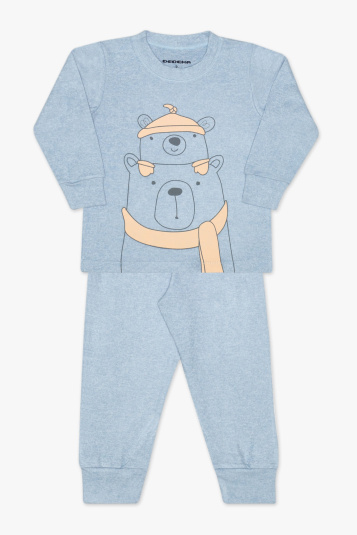 Pijama melange azul infantil - brilha no escuro
