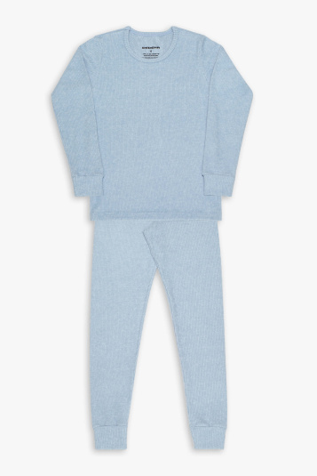 Pijama infantil de melange canelado azul luar