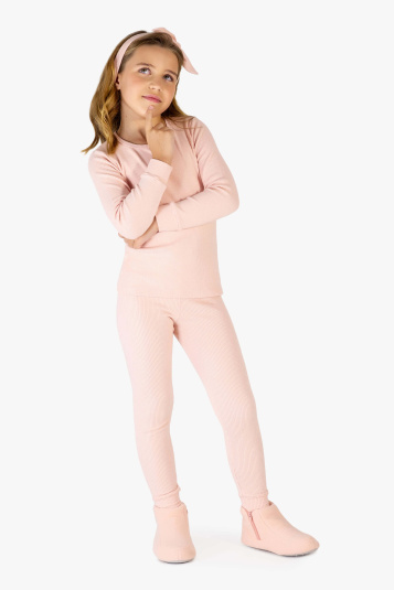 Pijama teen melange canelado rosa prola