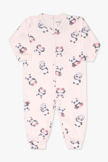 Macaco algodo e modal rosa panda chef para beb